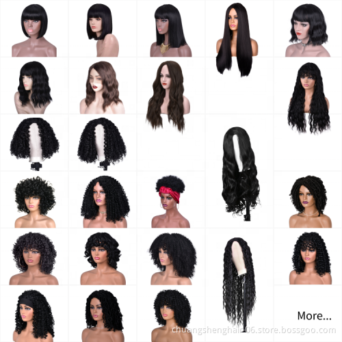 Wholesale For Black Women natural synthetic afro machine made kinky ombre short bangs wigs hair deep curly bob wig